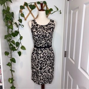 Valerie Bertinell Linen Animal Print Sleeveless Sheath Dress